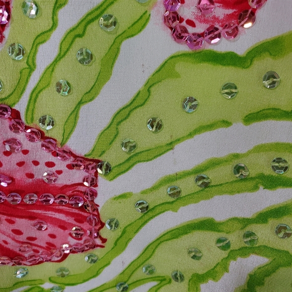 Diane Gillman Vintage 100% Silk Tiger Lily 3 Piece Sequins Pants Suit Blouse Art - Picture 12 of 16